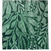 Elegant Waterverf Botanische Groene laat kunstwerk Douchegordijn (Voorkant)