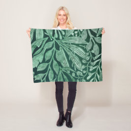 Elegant Waterverf Botanische Groene laat kunstwerk Fleece Deken