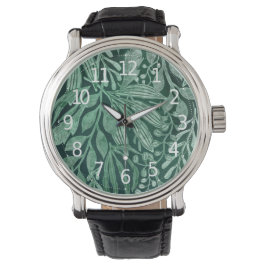 Elegant Waterverf Botanische Groene laat kunstwerk Horloge