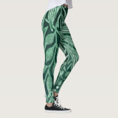 Elegant Waterverf Botanische Groene laat kunstwerk Leggings (Rechts)