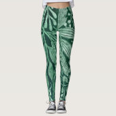 Elegant Waterverf Botanische Groene laat kunstwerk Leggings (Voorkant)