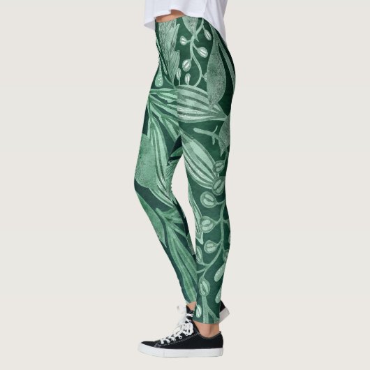 Elegant Waterverf Botanische Groene laat kunstwerk Leggings (Links)