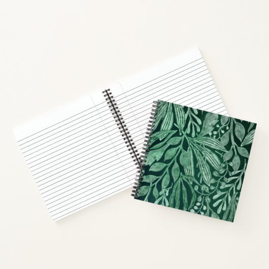 Elegant Waterverf Botanische Groene laat kunstwerk Notitieboek (Binnen)