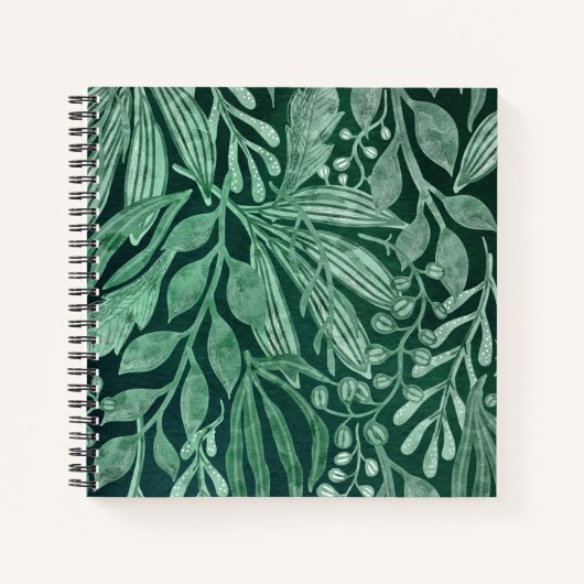 Elegant Waterverf Botanische Groene laat kunstwerk Notitieboek (Voorkant)