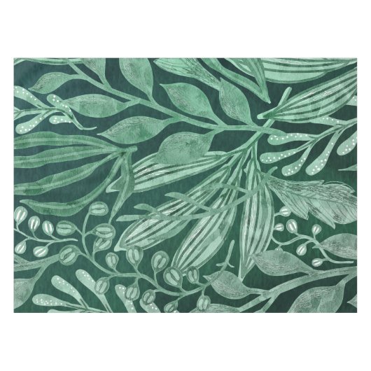 Elegant Waterverf Botanische Groene laat kunstwerk Tafelkleed (Voorkant (Horizontaal))