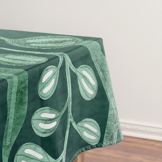 Elegant Waterverf Botanische Groene laat kunstwerk Tafelkleed (Voorbeeld)