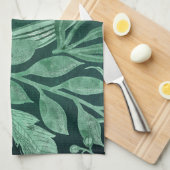 Elegant Waterverf Botanische Groene laat kunstwerk Theedoek (Quarter Fold)