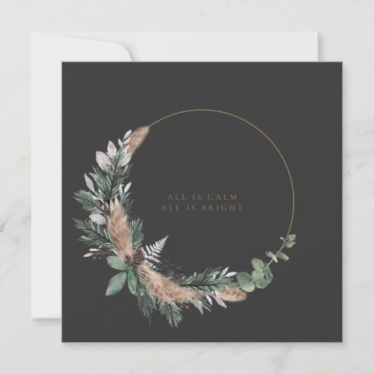 Elegant Waterverf Botanische kerstmis Feestdagenkaart (Voorkant)