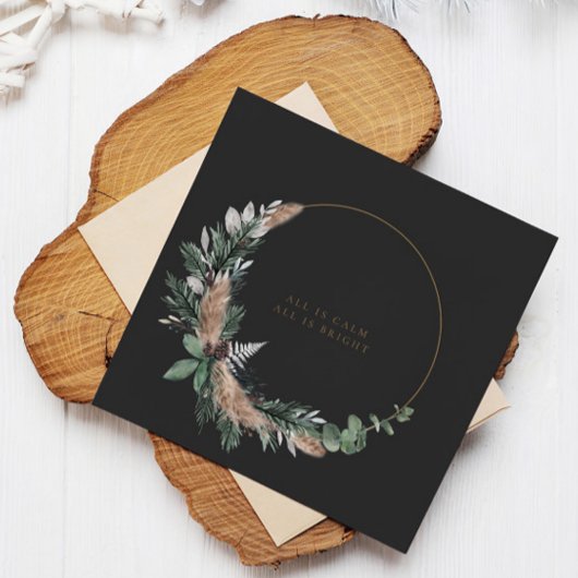 Elegant Waterverf Botanische kerstmis Feestdagenkaart