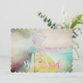 Elegant, Waterverf Bride Dress Bridesmaid Kaart (Staand voorkant)