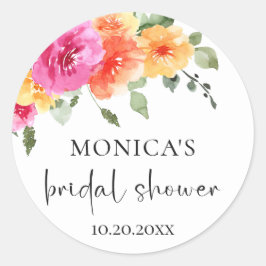 Elegant Waterverf Bright Flowers Vrijgezellenfeest Ronde Sticker