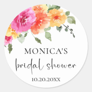 Elegant Waterverf Bright Flowers Vrijgezellenfeest Ronde Sticker