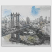 Elegant Waterverf Brooklyn Bridge inpakpapier (Vlak)