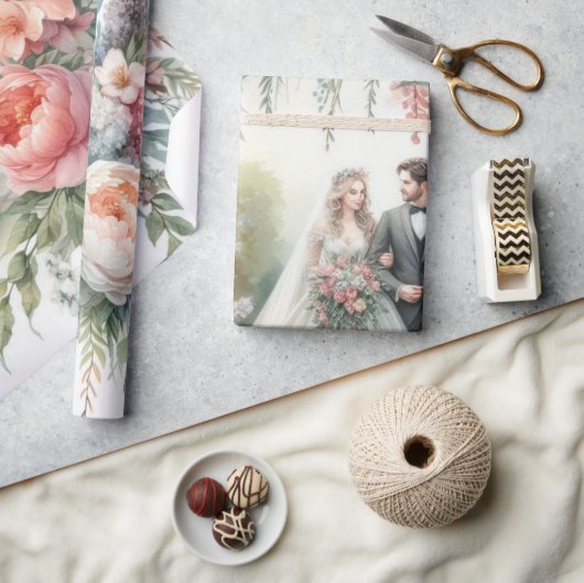 Elegant Waterverf bruiloft inpakpapier (Crafts)