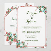 Elegant waterverf bruiloft kaart (Voorkant / Achterkant)