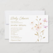 Elegant waterverf bruin roze bloemig baby shower kaart (Voorkant)