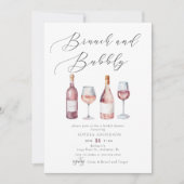 Elegant Waterverf Brunch & Bubble Vrijgezellenfees Kaart (Voorkant)