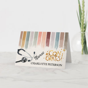 Elegant Waterverf Brush Stroke Nurse Afstuderen Kaart