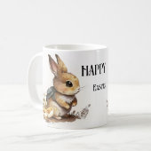 Elegant Waterverf Bunny Happy Pasen Koffiemok (Voorkant links)