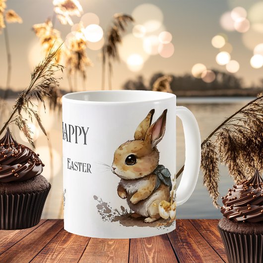 Elegant Waterverf Bunny Happy Pasen Koffiemok