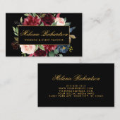 Elegant Waterverf Burgundy Black Gold Visitekaartje (Voorkant / Achterkant)