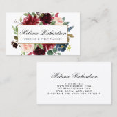 Elegant Waterverf Burgundy Blue Visitekaartje (Voorkant / Achterkant)