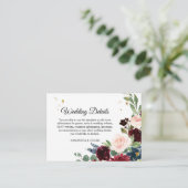 Elegant Waterverf Burgundy Blush & Gold Drops Informatiekaartje (Staand voorkant)