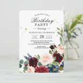 Elegant Waterverf Burgundy Blush & Gold Drops Kaart (Staand voorkant)