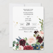 Elegant Waterverf Burgundy Blush & Gold Drops Kaart (Voorkant)