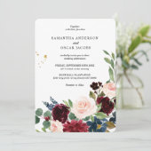 Elegant Waterverf Burgundy Blush & Gold Drops Kaart (Staand voorkant)