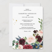 Elegant Waterverf Burgundy Blush & Gold Drops Kaart (Voorkant)