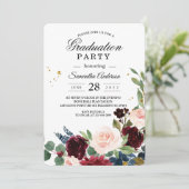 Elegant Waterverf Burgundy Blush & Gold Drops Kaart (Staand voorkant)