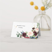 Elegant Waterverf Burgundy Blush & Gold Drops Plaatskaartje (Achterkant)