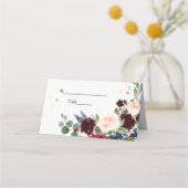 Elegant Waterverf Burgundy Blush & Gold Drops Plaatskaartje (Voorkant)