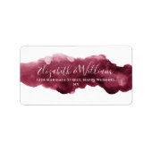 Elegant Waterverf Burgundy en Gold Wedding Etiket (Voorkant)