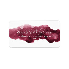Elegant Waterverf Burgundy en Gold Wedding Etiket