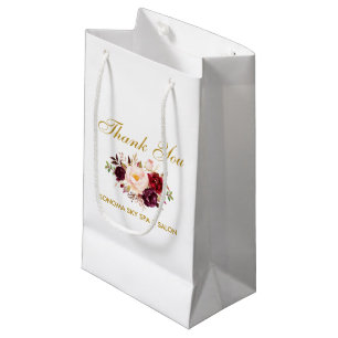Elegant Waterverf Burgundy Floral Gold Hartelijk d Klein Cadeauzakje