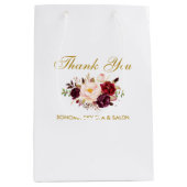 Elegant Waterverf Burgundy Floral Gold Hartelijk d Medium Cadeauzakje (Voorkant)