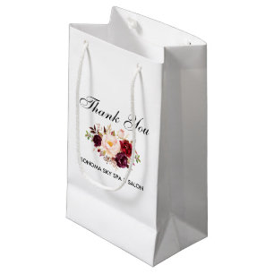 Elegant Waterverf Burgundy Floral Hartelijk dank Klein Cadeauzakje