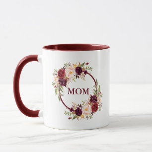 Elegant Waterverf Burgundy Floral mam Mok