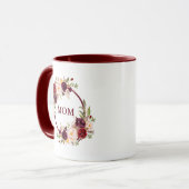 Elegant Waterverf Burgundy Floral mam Mok (Voorkant links)