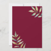 Elegant Waterverf Burgundy Floral Rustic Wedding Kaart (Achterkant)