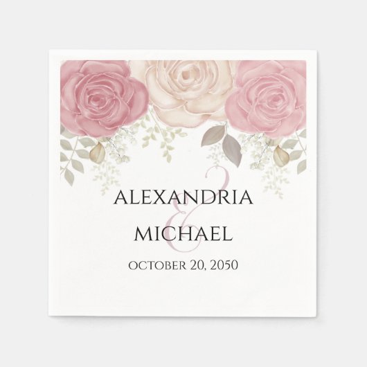 Elegant Waterverf Burgundy Floral Weddenschap Eenv Servet (Voorkant)