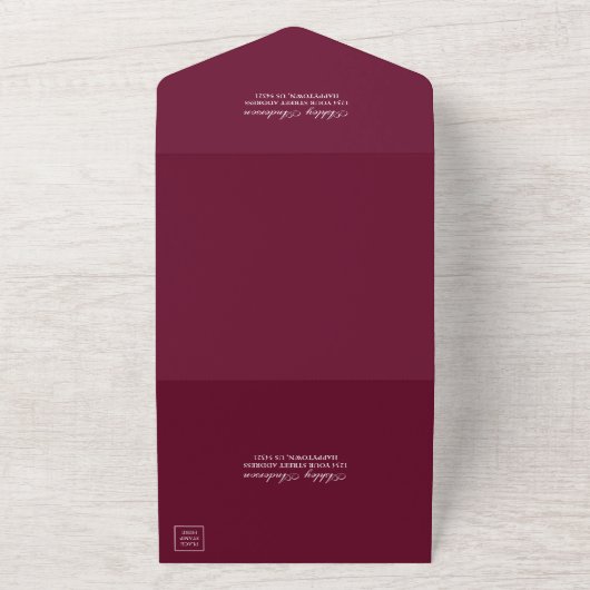 Elegant Waterverf Burgundy Floral Wedding All In One Uitnodiging (Buitenkant)