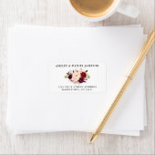 Elegant Waterverf Burgundy Floral Wedding Etiket (Insitu)