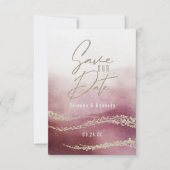 Elegant Waterverf Burgundy & Gold Save the Date (Voorkant)