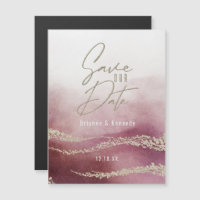 Elegant Waterverf Burgundy & Gold Save the Date