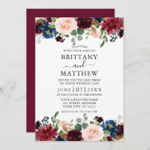 Elegant Waterverf Burgundy Mixed Floral Wedding