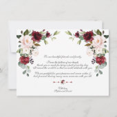 Elegant Waterverf Burgundy Pink Flowers Weddenscha Bedankkaart (Achterkant)