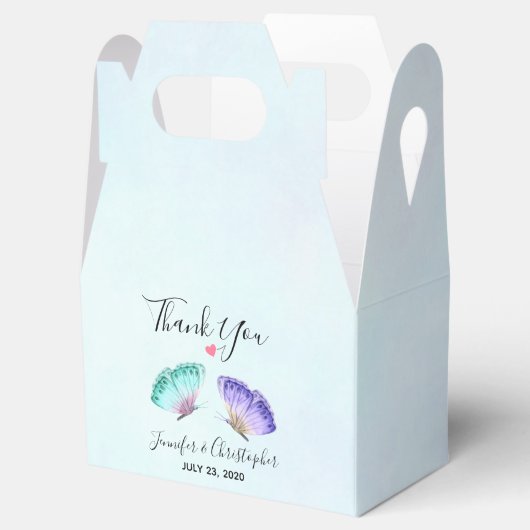 Elegant Waterverf Butterfly Duo Wedding Bedankdoosjes (Geopend)